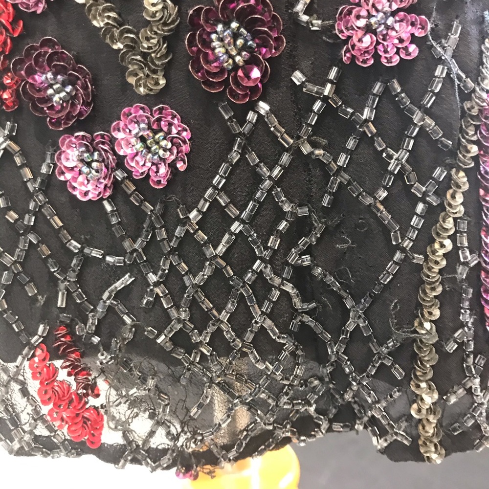 Parker Black/Red/Silver Sequin & Beaded Mini Dress - Picture 5 of 7